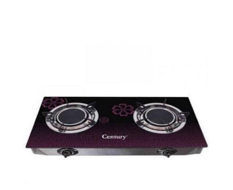 Century 2-Burner Table-Top Gas Cooker – Stainless Steel Surface, Energy-Efficient Dual Burners, Fast Ignition System