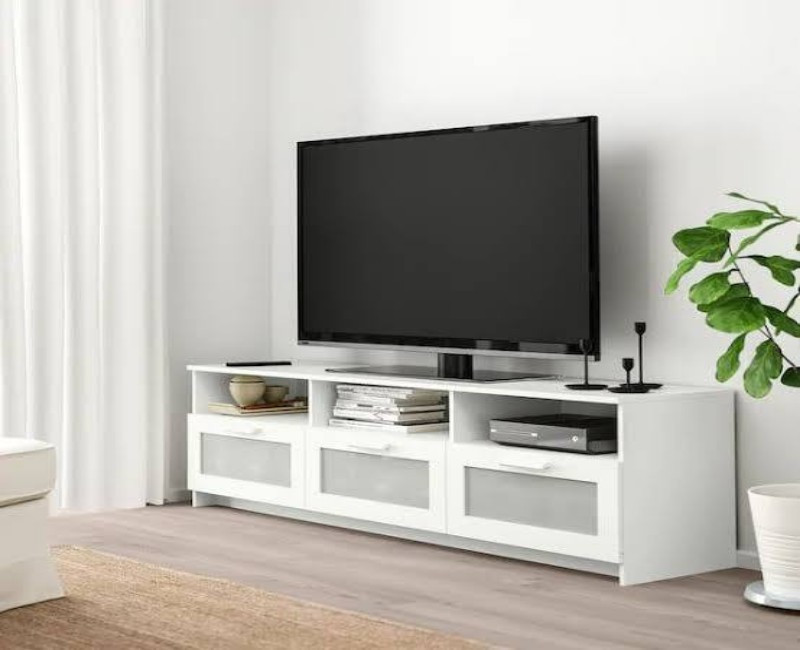 Closed-Cabinet Media Console with Cupboard Doors – IKEA BRIMNES/HEMNES TV Stand – Modern Living Room Storage Unit