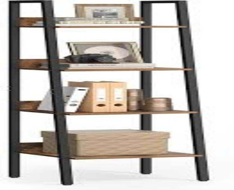 Vasagle 4-Tier Ladder Shelf Bookcase – Modern Leaning Storage Rack for Living Room, Bedroom & Office