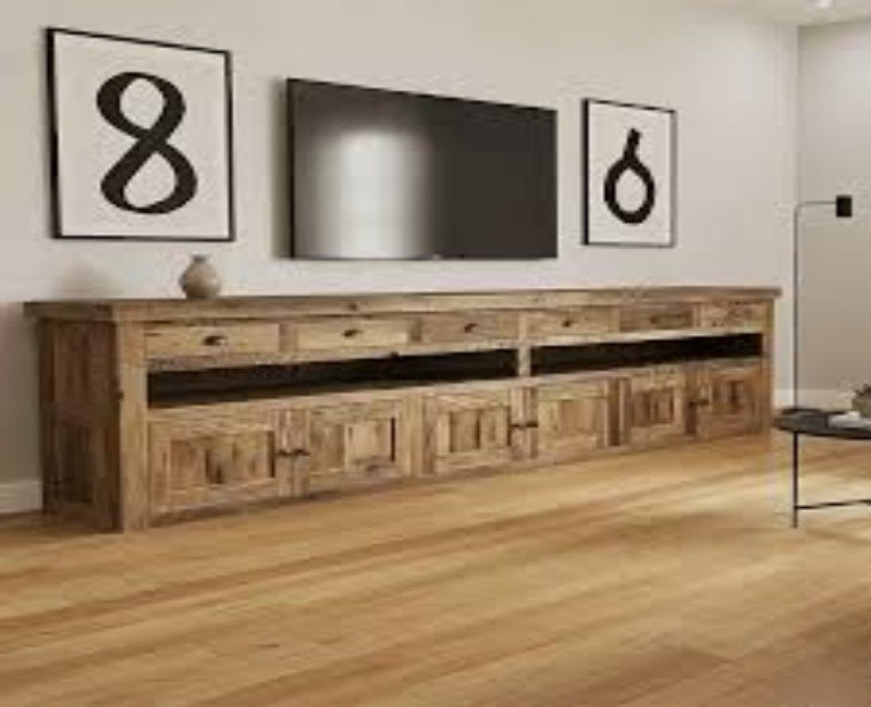 Rustic Reclaimed-Wood TV Stand – Handmade Entertainment Console by Local Artisans | Durable Hardwood Media Unit for Living Rooms