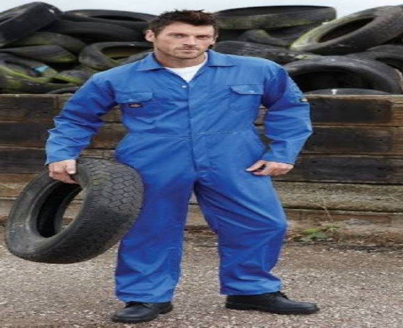 Dickies WP Rain Coverall – Waterproof PVC-Coated Polyester Coverall with Full Zip & Hood (Blue)