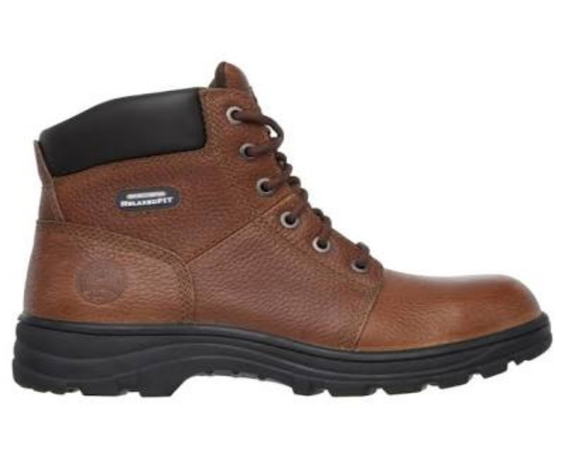Skechers Work Workshire Relaxed Fit Steel Toe Boot – Lightweight, Durable Leather, Slip & Oil Resistant, All-Day Comfort Safety Footwear(black)