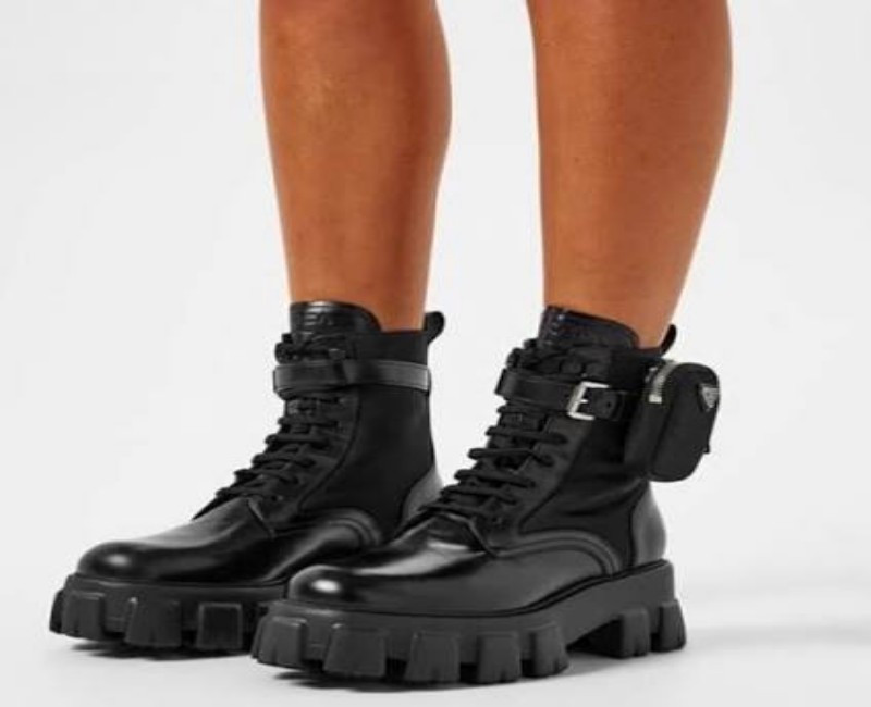 Prada Monolith Chunky Boot – Luxury Leather High-Fashion Boot with Lug Sole & Iconic Nylon Detailing